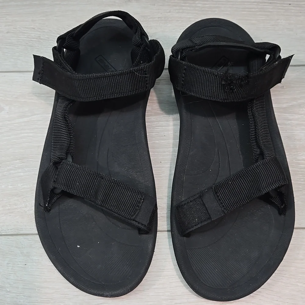 Teva Mens 6584 Hook&Loop Black Strappy Sandals Shoes Outdoor Sz 8